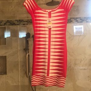 Hot pink tiger-stripped stretchy dress